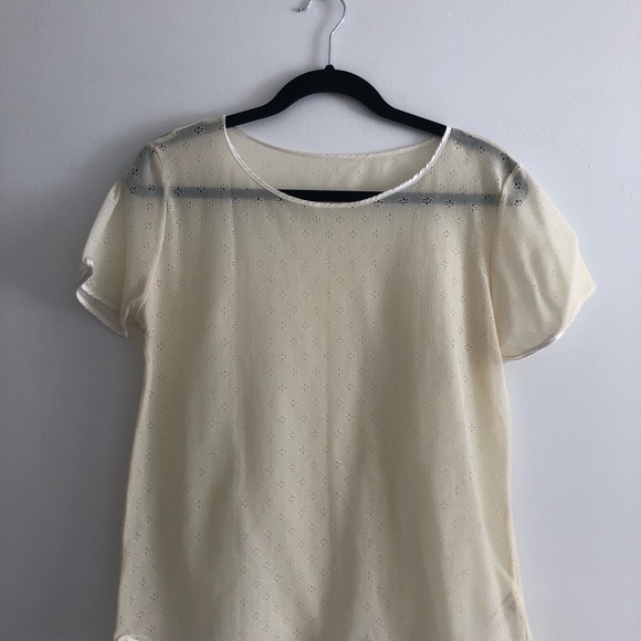 AMERICAN APPAREL Sheer Lace Boxy Tee in Cream - Picture 2 of 6